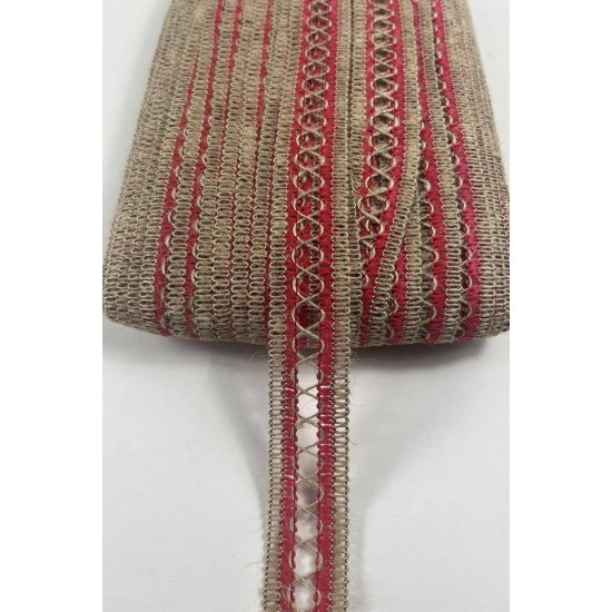 Kırmızı Arlisse J&uuml;t Hasır Şerit Dekoratif Kenar S&uuml;s&uuml; 1 Metre Paketleme S&uuml;sleme-ARLISSE-100