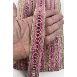 Fuşya Arlisse J&uuml;t Hasır Şerit Dekoratif Kenar S&uuml;s&uuml; 1 Metre Paketleme S&uuml;sleme-ARLISSE-101