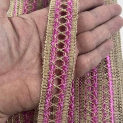 Fuşya Arlisse J&uuml;t Hasır Şerit Dekoratif Kenar S&uuml;s&uuml; 1 Metre Paketleme S&uuml;sleme-ARLISSE-101