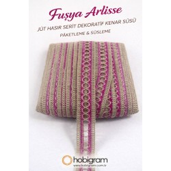Fuşya Arlisse J&uuml;t Hasır Şerit Dekoratif Kenar S&uuml;s&uuml; 1 Metre Paketleme S&uuml;sleme-ARLISSE-101