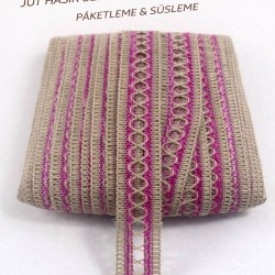 Fuşya Arlisse J&uuml;t Hasır Şerit Dekoratif Kenar S&uuml;s&uuml; 1 Metre Paketleme S&uuml;sleme-ARLISSE-101