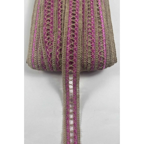 Fuşya Arlisse J&uuml;t Hasır Şerit Dekoratif Kenar S&uuml;s&uuml; 1 Metre Paketleme S&uuml;sleme-ARLISSE-101