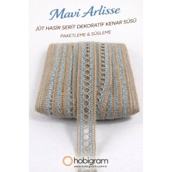 Mavi Arlisse J&uuml;t Hasır Şerit Dekoratif Kenar S&uuml;s&uuml; 1 Metre Paketleme S&uuml;sleme-ARLISSE-102