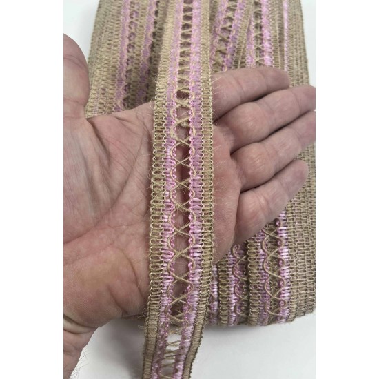 Pembe Arlisse J&uuml;t Hasır Şerit Dekoratif Kenar S&uuml;s&uuml; 1 Metre Paketleme S&uuml;sleme-ARLISSE-103