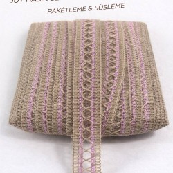 Pembe Arlisse J&uuml;t Hasır Şerit Dekoratif Kenar S&uuml;s&uuml; 1 Metre Paketleme S&uuml;sleme-ARLISSE-103