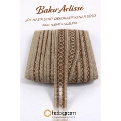 Bakır Rengi Arlisse J&uuml;t Hasır Şerit Dekoratif Kenar S&uuml;s&uuml; 1 Metre Paketleme S&uuml;sleme-ARLISSE-104