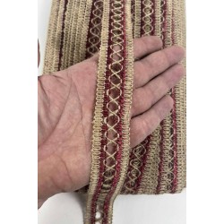 Bordo Arlisse J&uuml;t Hasır Şerit Dekoratif Kenar S&uuml;s&uuml; 1 Metre Paketleme S&uuml;sleme-ARLISSE-105