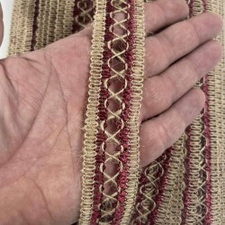 Bordo Arlisse J&uuml;t Hasır Şerit Dekoratif Kenar S&uuml;s&uuml; 1 Metre Paketleme S&uuml;sleme-ARLISSE-105