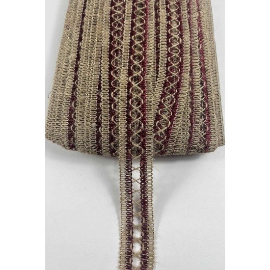 Bordo Arlisse J&uuml;t Hasır Şerit Dekoratif Kenar S&uuml;s&uuml; 1 Metre Paketleme S&uuml;sleme-ARLISSE-105