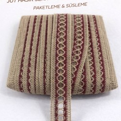 Bordo Arlisse J&uuml;t Hasır Şerit Dekoratif Kenar S&uuml;s&uuml; 1 Metre Paketleme S&uuml;sleme-ARLISSE-105