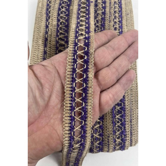 Mor Arlisse J&uuml;t Hasır Şerit Dekoratif Kenar S&uuml;s&uuml; 1 Metre Paketleme S&uuml;sleme-ARLISSE-106