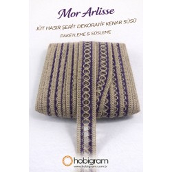 Mor Arlisse J&uuml;t Hasır Şerit Dekoratif Kenar S&uuml;s&uuml; 1 Metre Paketleme S&uuml;sleme-ARLISSE-106