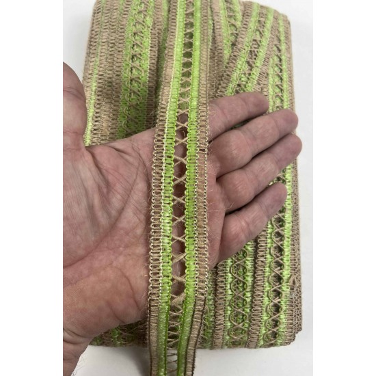 Fıstık Yeşili Arlisse J&uuml;t Hasır Şerit Dekoratif Kenar S&uuml;s&uuml; 1 Metre Paketleme S&uuml;sleme-ARLISSE-107