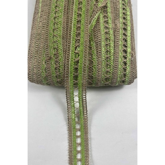 Fıstık Yeşili Arlisse J&uuml;t Hasır Şerit Dekoratif Kenar S&uuml;s&uuml; 1 Metre Paketleme S&uuml;sleme-ARLISSE-107