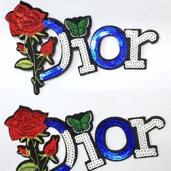 Gül Desenli Dior Yazılı Pullu Aplik-ARM-1045 Gül Desenli Dior Yazılı Pullu Aplik-ARM-1045