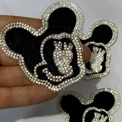 Siyah Gümüş Mickey Mause Ütüyle Yapışan Aplik-ARM-1048 Siyah Gümüş Mickey Mause Ütüyle Yapışan Aplik-ARM-1048