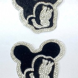 Siyah Gümüş Mickey Mause Ütüyle Yapışan Aplik-ARM-1048 Siyah Gümüş Mickey Mause Ütüyle Yapışan Aplik-ARM-1048
