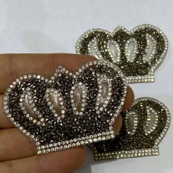 Füme Rengi Taç Desenli Ütü İle Yapışan Aplik-ARM-1057 Füme Rengi Taç Desenli Ütü İle Yapışan Aplik-ARM-1057