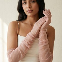 Avelisse Couture Full T&uuml;l Pudra Eldiven &ndash; Zarif Gelin & Davet Aksesuarı-AVELİSSE-10