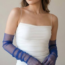 Avelisse Couture Full T&uuml;l Saks Eldiven &ndash; Zarif Gelin & Davet Aksesuarı-AVELİSSE-11