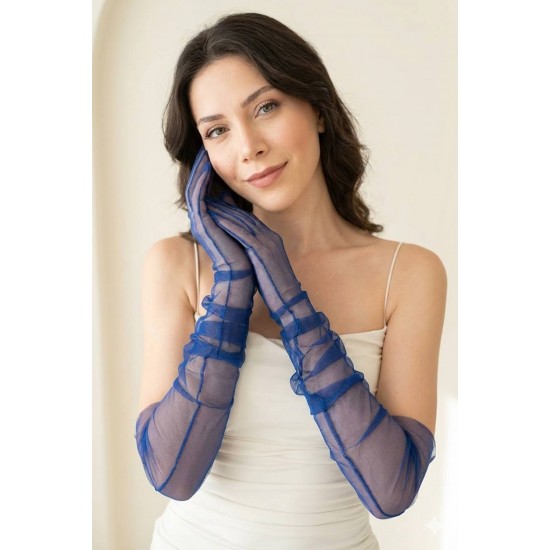 Avelisse Couture Full T&uuml;l Saks Eldiven &ndash; Zarif Gelin & Davet Aksesuarı-AVELİSSE-11