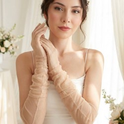 Avelisse Couture Full T&uuml;l Ten Rengi Eldiven &ndash; Zarif Gelin & Davet Aksesuarı-AVELİSSE-13