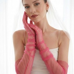 Avelisse Couture Full T&uuml;l Fuşya Eldiven &ndash; Zarif Gelin & Davet Aksesuarı-AVELİSSE-4