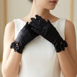 Averisse Knot Siyah Saten Gelin Eldiveni &ndash; Bilek Dekolte Nikah & D&uuml;ğ&uuml;n Aksesuarı-AVERISSE-1
