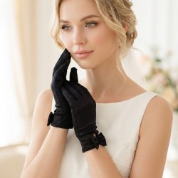 Averisse Knot Siyah Saten Gelin Eldiveni &ndash; Bilek Dekolte Nikah & D&uuml;ğ&uuml;n Aksesuarı-AVERISSE-1