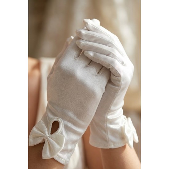 Averisse Knot Beyaz Saten Gelin Eldiveni &ndash; Bilek Dekolte Nikah & D&uuml;ğ&uuml;n Aksesuarı-AVERISSE-2