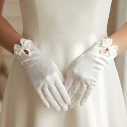 Averisse Knot Beyaz Saten Gelin Eldiveni &ndash; Bilek Dekolte Nikah & D&uuml;ğ&uuml;n Aksesuarı-AVERISSE-2