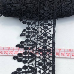 Siyah Geniş Çiçekli Dantel-AYD-1002