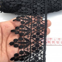 Siyah Geniş Çiçekli Dantel-AYD-1002