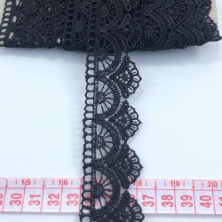 Siyah Çiçek Desenli Kenar Güpür-AYD-1003