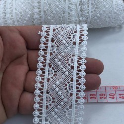 Beyaz Desenli Kenar Güpür-AYD-1005