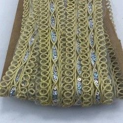 Gümüş Pullu Gold Dekoratif Şerit-AYD-1007