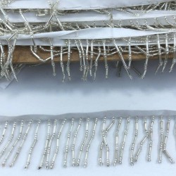 Gümüş Boncuk İşlemeli Dekoratif Şerit-AYD-1019