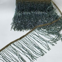 Petrol Yeşili Boncuklu Saçak Püskül 15 Cm-BCSP-1000