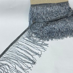 Gümüş Gri Boncuklu Saçak Püskül 15 Cm-BCSP-1001