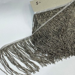 Antrasit Gri Boncuklu Saçak Püskül 15 Cm-BCSP-1004