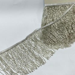 Gümüş Renk Boncuklu Saçak Püskül 15 Cm-BCSP-1006