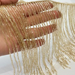 Bal Rengi Boncuklu Saçak Püskül 15 Cm-BCSP-1009