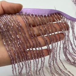 Lila Boncuklu Saçak Püskül 15 Cm-BCSP-1014