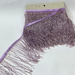 Lila Boncuklu Saçak Püskül 15 Cm-BCSP-1014