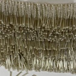 Gümüş Boru Ve Kum Boncuk İşlemeli Saçak Şerit-BCSP-1023