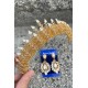 Belicia Gold Gelin Kına Tacı Özel Gün Aksesuar Kadın Taç Ve Geniş Mekik Küpe Takımı-BELICIA-30 Belicia Gold Gelin Kına Tacı Özel Gün Aksesuar Kadın Taç Ve Geniş Mekik Küpe Takımı-BELICIA-30