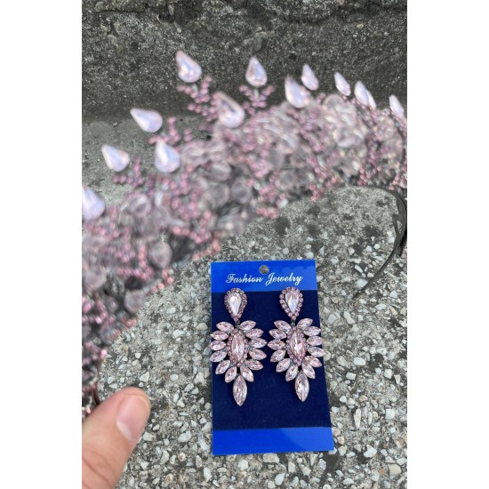 Belicia Pembe Gelin Kına Tacı Özel Gün Aksesuar Kadın Taç Ve İnce Mekik Küpe Takımı-BELICIA-34 Belicia Pembe Gelin Kına Tacı Özel Gün Aksesuar Kadın Taç Ve İnce Mekik Küpe Takımı-BELICIA-34