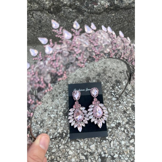 Belicia Pembe Gelin Kına Tacı Özel Gün Aksesuar Kadın Taç Ve Geniş Mekik Küpe Takımı-BELICIA-35 Belicia Pembe Gelin Kına Tacı Özel Gün Aksesuar Kadın Taç Ve Geniş Mekik Küpe Takımı-BELICIA-35