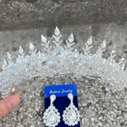 Belicia Krem İncili Gelin Kına Tacı Özel Gün Aksesuar Kadın Taç Ve Damla Mekik Küpe Takımı-BELICIA-38 Belicia Krem İncili Gelin Kına Tacı Özel Gün Aksesuar Kadın Taç Ve Damla Mekik Küpe Takımı-BELICIA-38