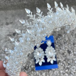 Belicia Krem İncili Gelin Kına Tacı Özel Gün Aksesuar Kadın Taç Ve Üç Mekik Küpe Takımı-BELICIA-41 Belicia Krem İncili Gelin Kına Tacı Özel Gün Aksesuar Kadın Taç Ve Üç Mekik Küpe Takımı-BELICIA-41